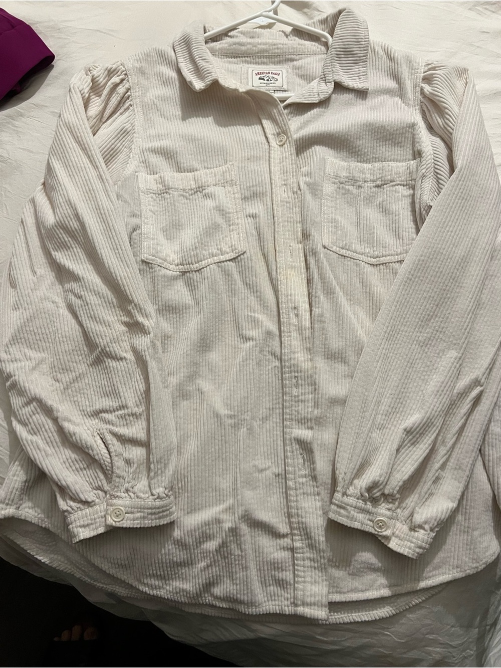 American Eagle Outfitters Cream Corduroy Utility Jacket